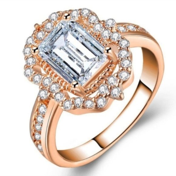 18K Rose Gold Plated Diamond Ring - Picture 4 of 4